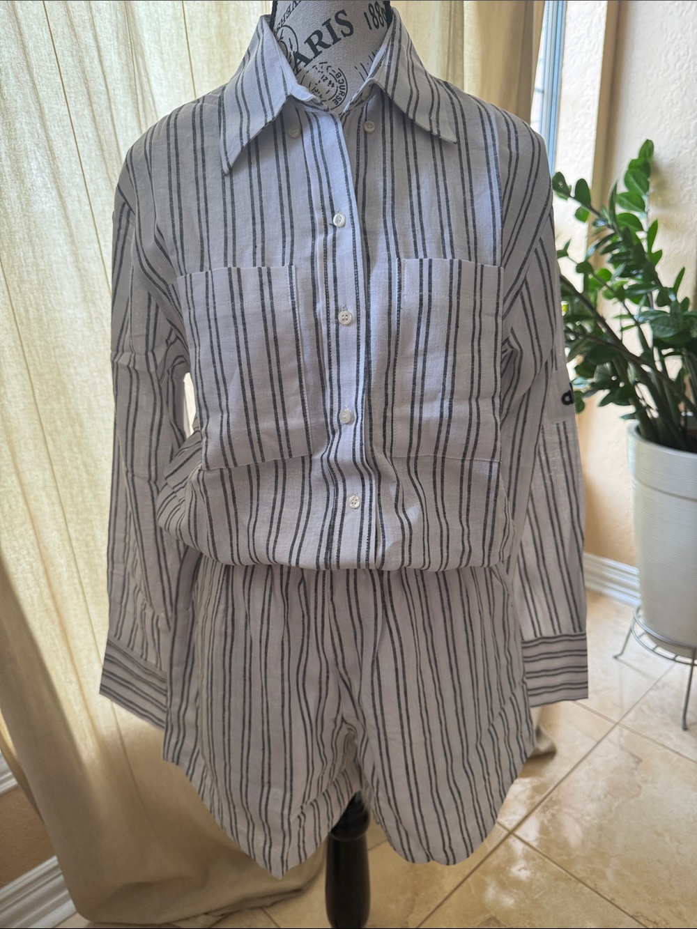 ALO Yoga Striped Lounge Top in White and Black